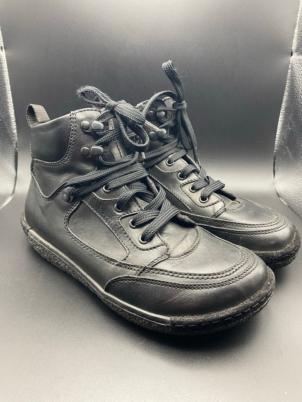 Footprints by Birkenstock Hiking/Combat Boots Black Leather Made in Portugal -40